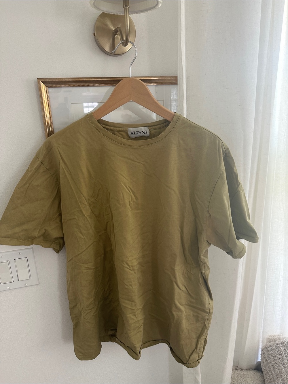 Alfani Olive Green Short-Sleeve Crew Neck Tee